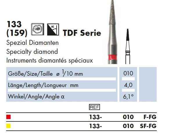 133.010F.FG   TDF Dia-Instr. Speciaal diamanten instrument