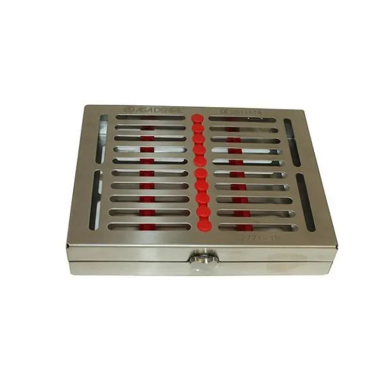 RVS CASSETTE VOOR 10 INSTRUMENTEN ROOD