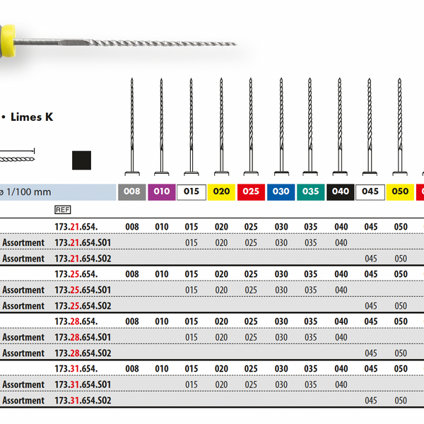 173.21.654.008 Endo K-vijl m.Handgriff 6Stk.
