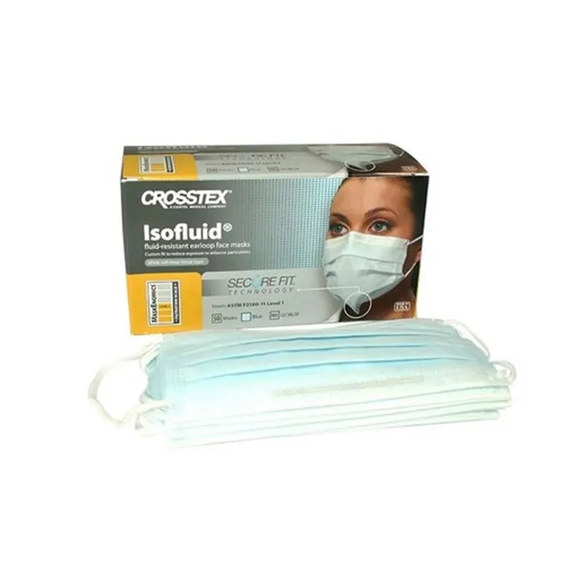 MONDMASKER SECURE FIT ISOFLUID BLAUW ELASTIEK TYPE II X50ST.