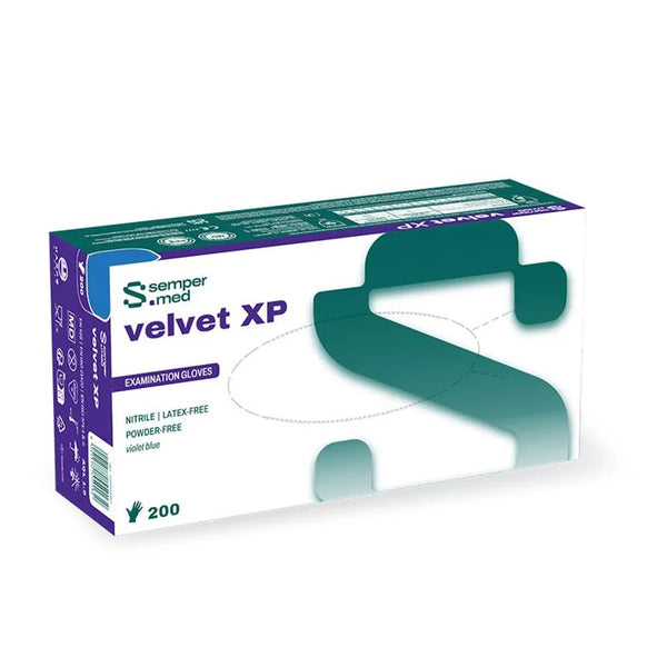 HANDSCHOEN VELVET XP NITRILE POEDERVRIJ X-SMALL VIOLET BLAUW X200ST.