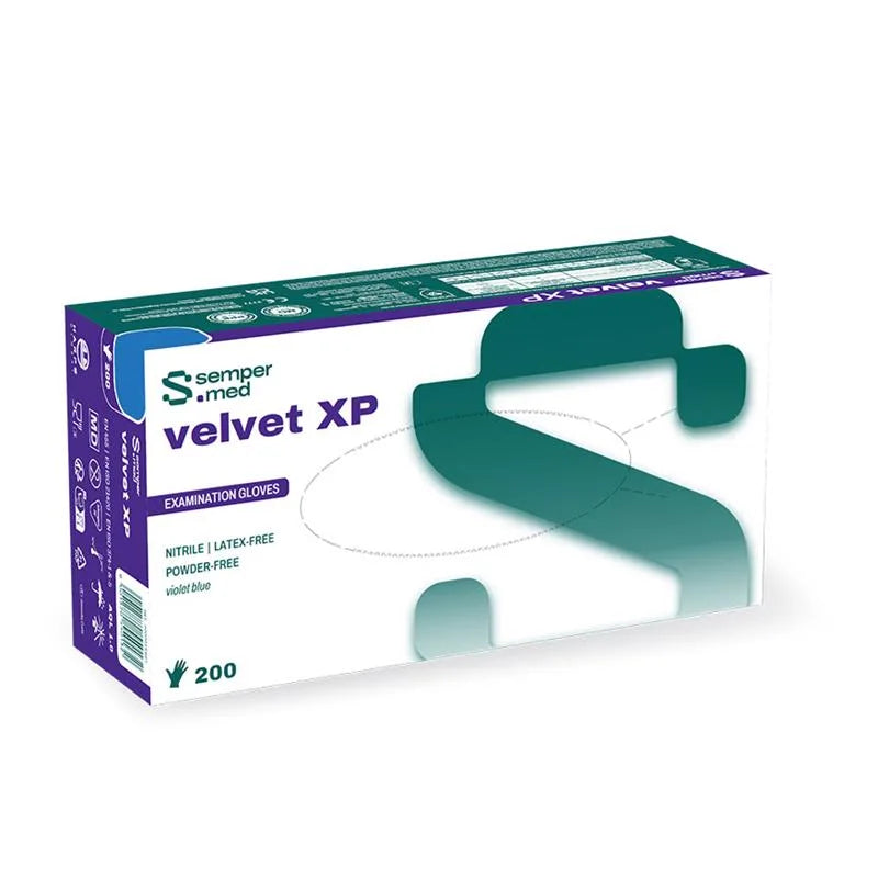 HANDSCHOEN VELVET XP NITRILE POEDERVRIJ X-SMALL VIOLET BLAUW X200ST.