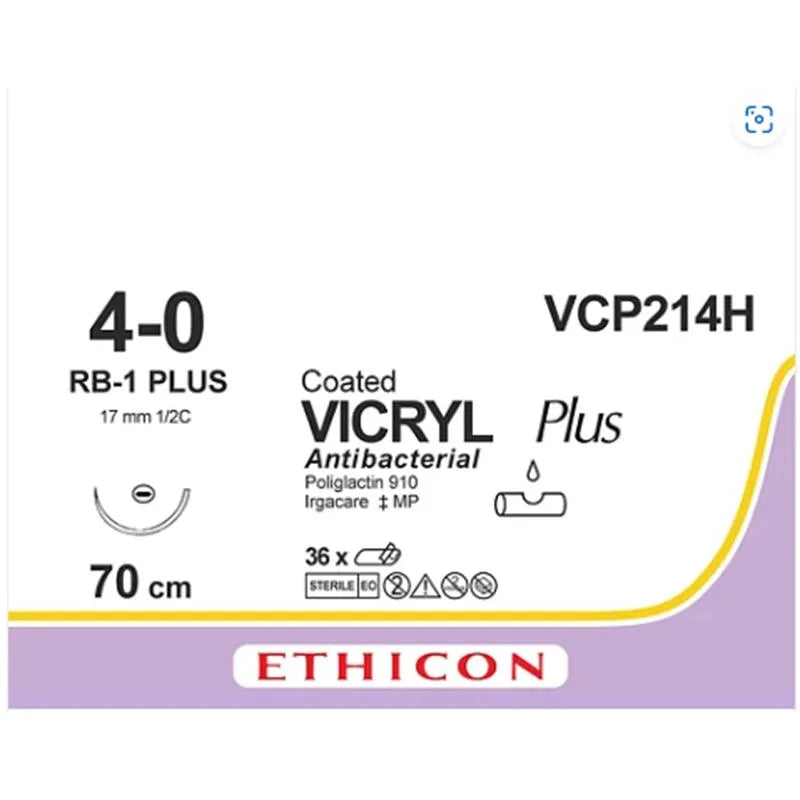 HECHTDRAAD VICRYL PLUS 4-0 70CM. RB-1 PLUS VCP214H X36ST.
