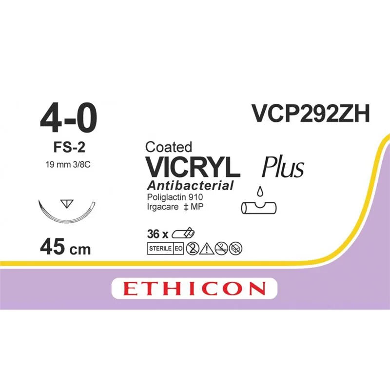 HECHTDRAAD VICRYL PLUS 4-0 45CM. FS2 VCP292ZH X36ST.
