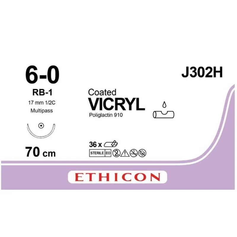 HECHTDRAAD VICRYL 6-0 70CM. RB-1 J302H X36ST.