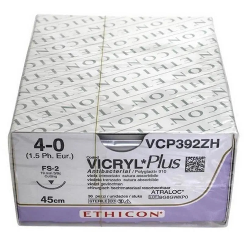 HECHTDRAAD VICRYL PLUS 4-0 45CM. FS-2 SNIJDEND VCP392ZH X36ST.