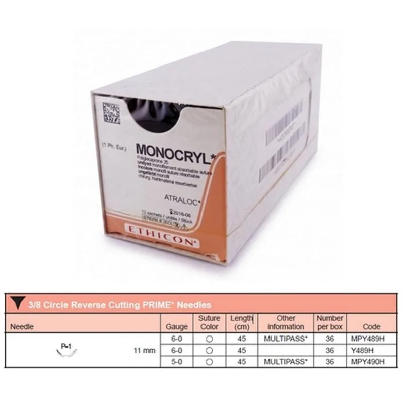 HECHTDRAAD MONOCRYL UD 6.0 45CM. P-1 X36ST.