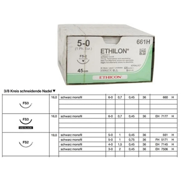 ETHILON BLACK 5-0 45CM. FS-2 661H