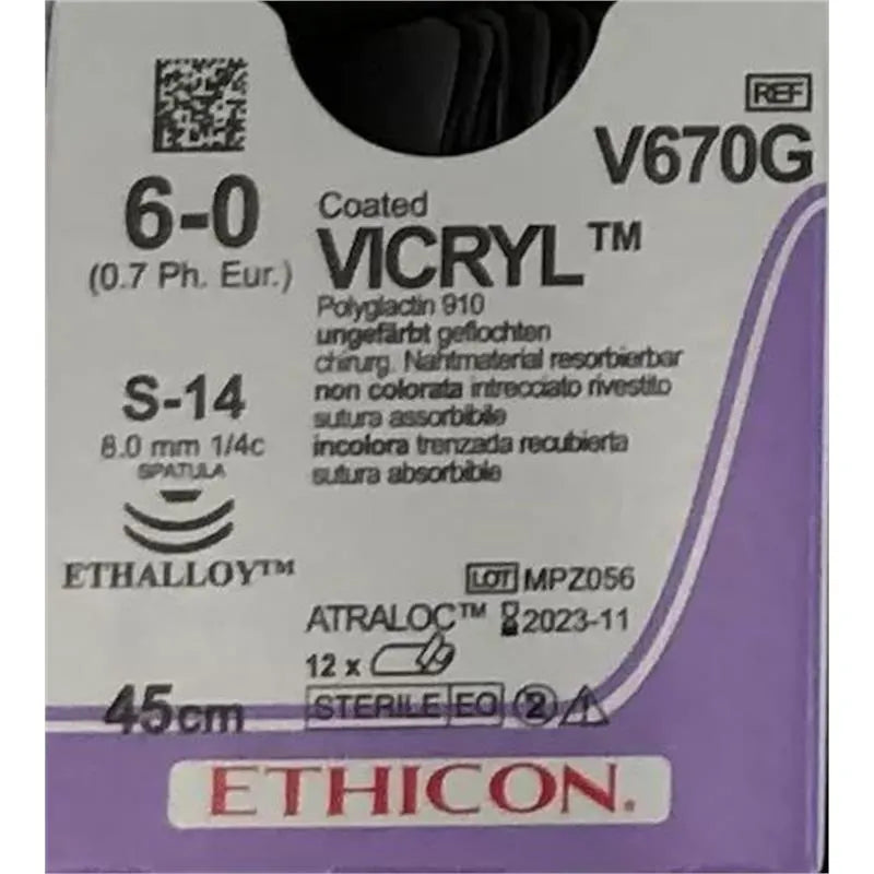HECHTDRAAD VICRYL 6-0 45CM S14 V670G X12ST