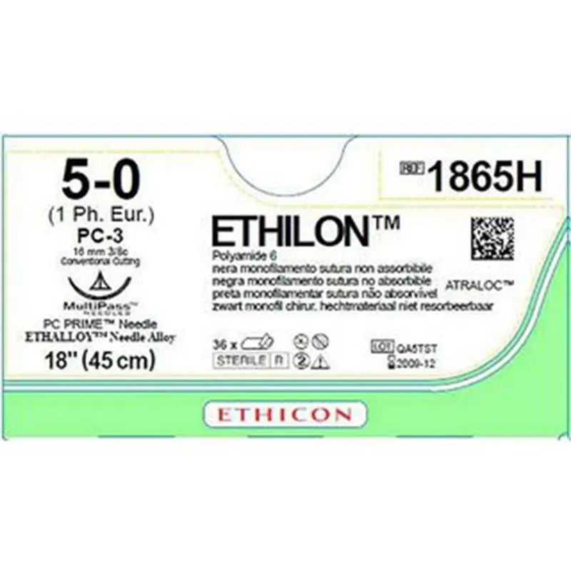 HECHTDRAAD ETHILON 5-0 45CM. PC-3 1865H X36ST.