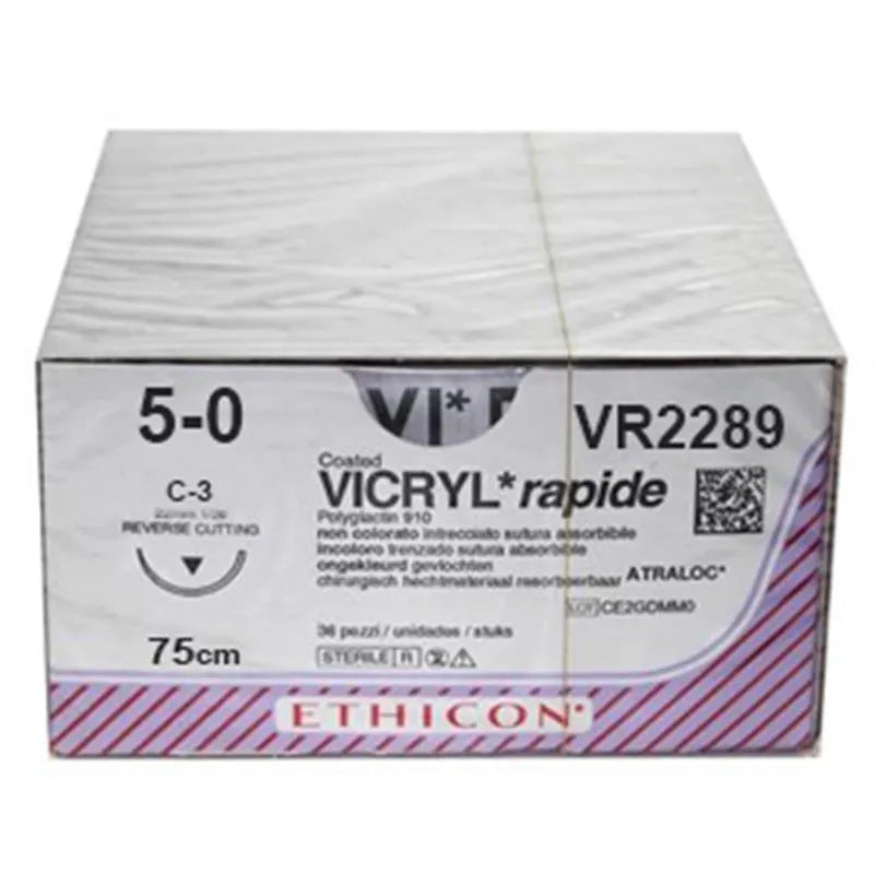 HECHTDRAAD VICRYL RAPIDE 5-0 75CM C-3 SNIJDEND VR2289 X36ST