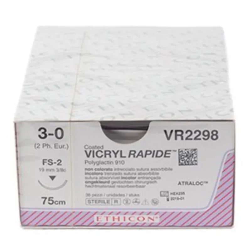 HECHTDRAAD VICRYL RAPIDE 3-0 75CM FS-2 SNIJDEND VR2298 X36ST.