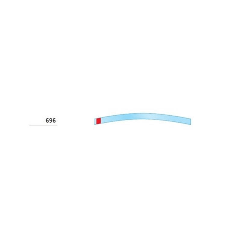 TRANSPARANTE STRIPS 8MM. ROOD GEBOGEN 696