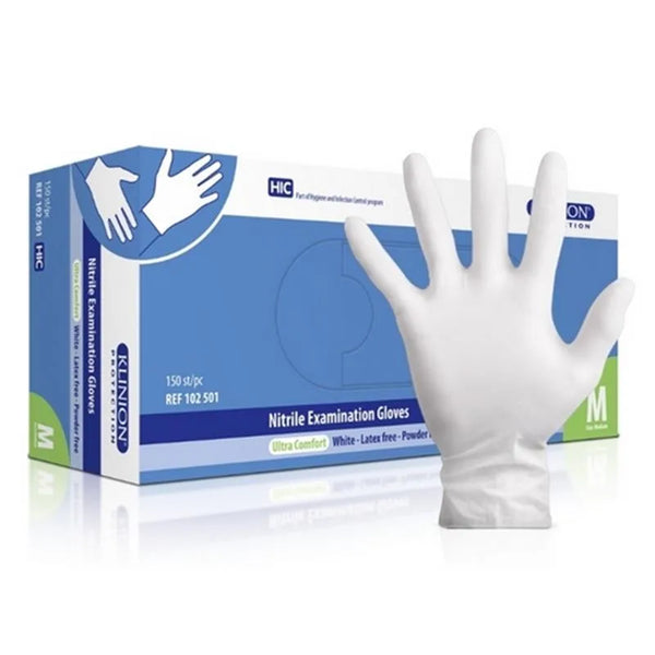 HANDSCHOEN KLINION NITRIL MEDIUM WIT X150ST.