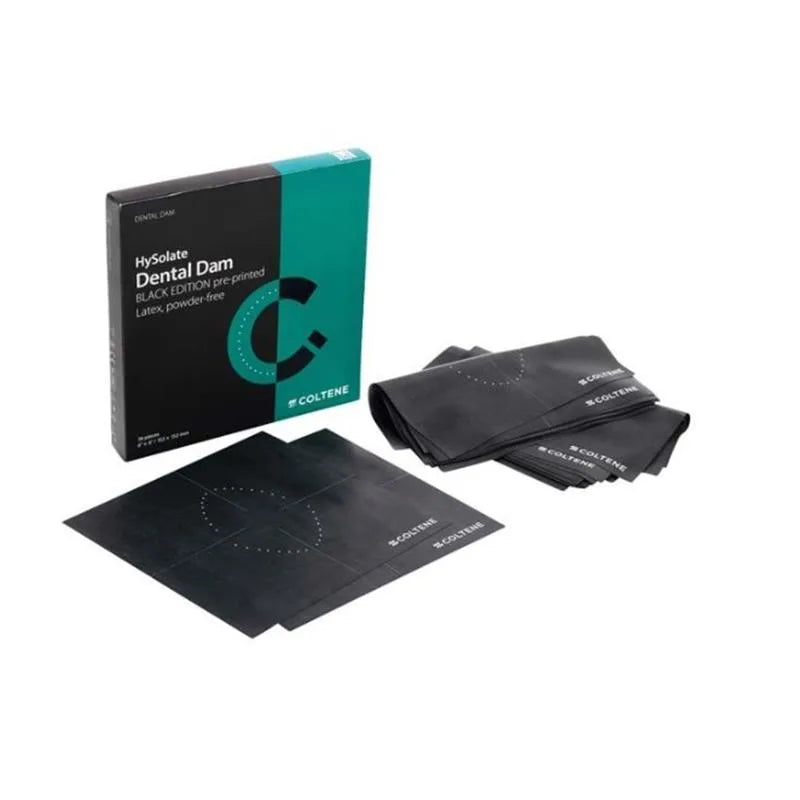 HYSOLATE DENTAL DAM LATEX BLACK PRINTED X- HEAVY 152X152MM X36ST.