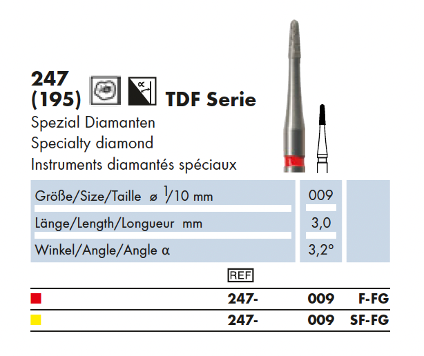 247.009F.FG    TDF Dia-Instr. Speciaal diamanten instrument