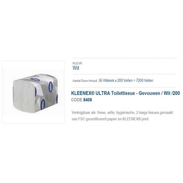 TOILETTISSUE ULTRA (36X200VEL) 2-LAAGS 8408