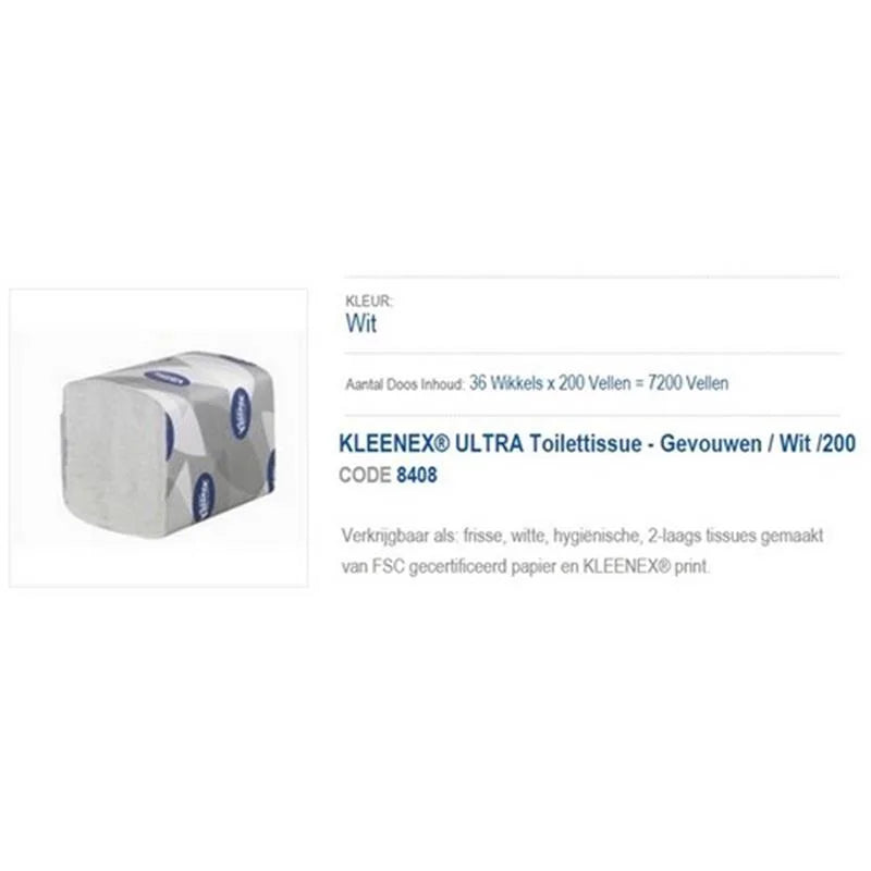 TOILETTISSUE ULTRA (36X200VEL) 2-LAAGS 8408