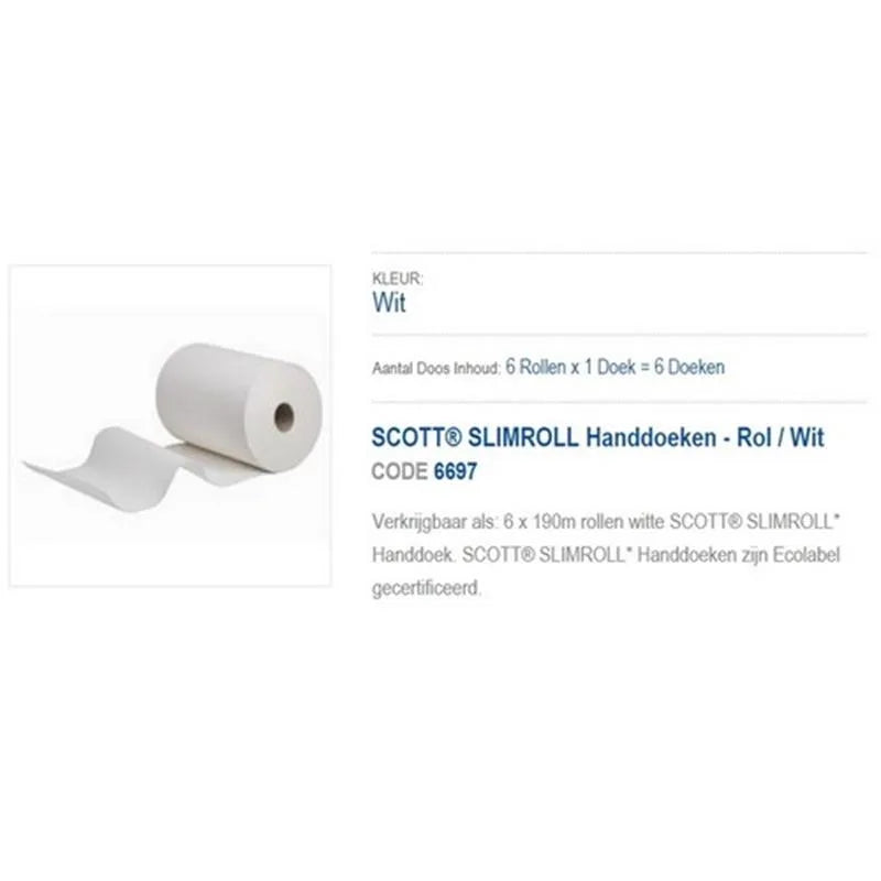 SCOTT SLIMROLL HANDDOEKROL 20 CM X190M. X6 ROL 6697