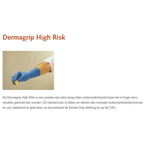 HANDSCHOEN DERMAGRIP LATEX HIGH RISK POEDERVRIJ SMALL X50ST.