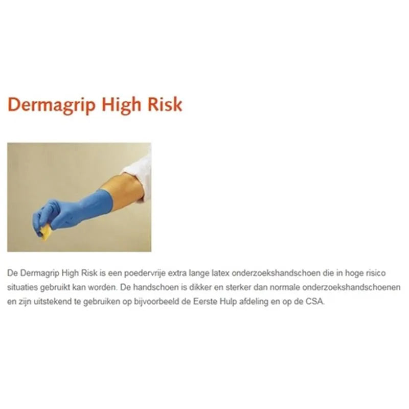 HANDSCHOEN DERMAGRIP LATEX HIGH RISK POEDERVRIJ SMALL X50ST.