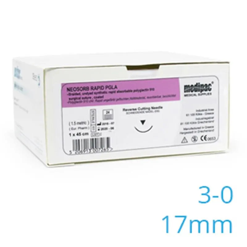 HECHTDRAAD NEOSORB RAPID 3-0 17MM. RONDE NAALD 75CM. X24ST.