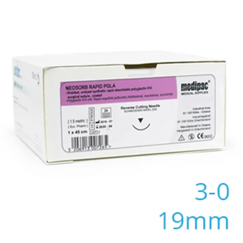 HECHTDRAAD NEOSORB RAPID 3-0 19MM. SNIJDENDE NAALD 45CM. X24ST.