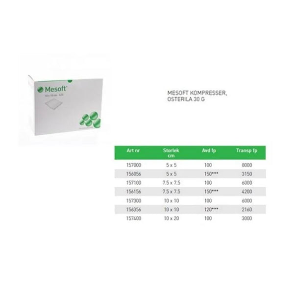 MESOFT GAASKOMPRES 10X10CM. ONSTERIEL 4-LAAGS. X100ST.