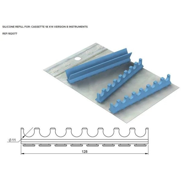 SILICONE STRIP 18X14CM 8 INSTR.BLAUW