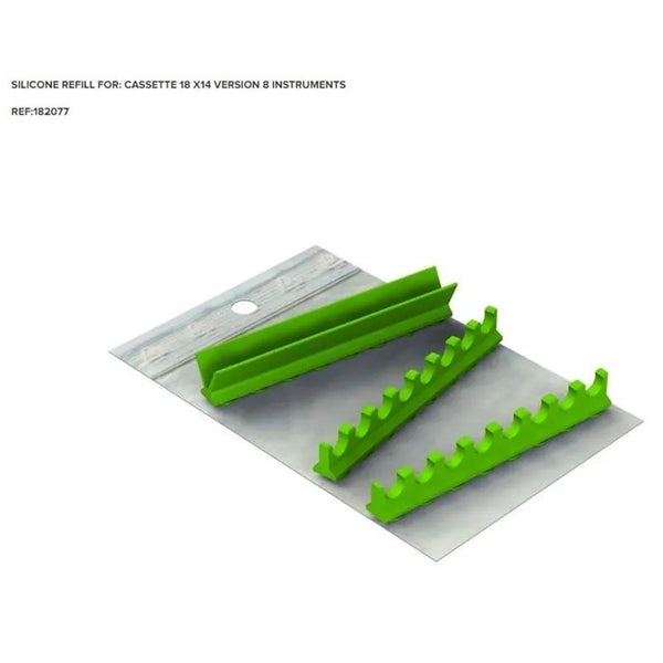 SILICONE STRIP 18X14CM 8 INSTR. GROEN