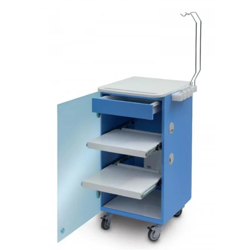 LC IMPLANT CART MET 2 SCHAPPEN EN UITNEEMBARE LADE BLAUW