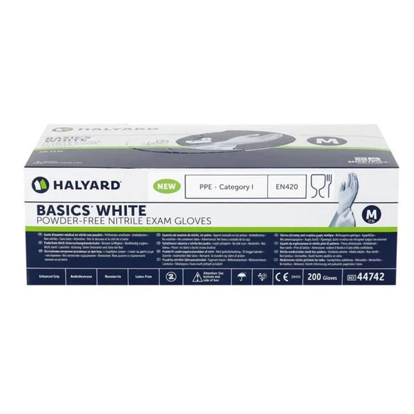HANDSCHOEN BASICS WHITE NITRILE POEDERVRIJ MEDIUM X200ST.
