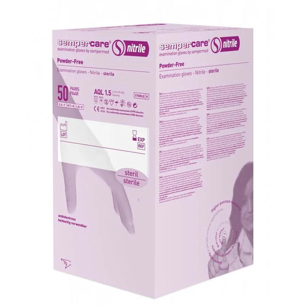 HANDSCHOEN SEMPERCARE NITRILE STERIEL SMALL X50PR.