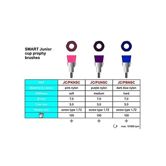 PROPHY BRUSH BLAUW HARD SCREW X100ST. (JUNIOR CUP)