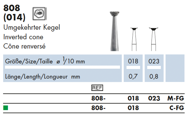 808.018M.FG   Dia-Instr Omgekeerde Kegel