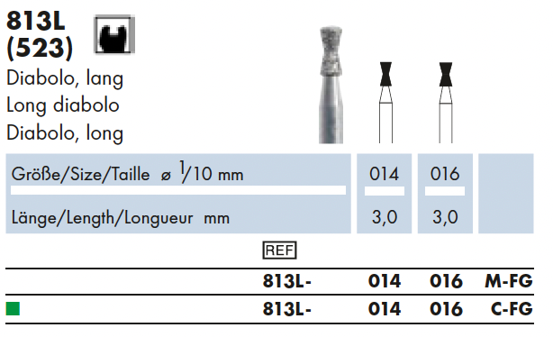 813L.014C.FG   Dia.  Amalgaamboor lang