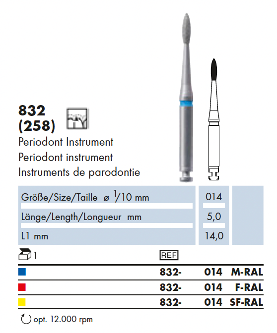 832.014F.RAL   Dia. Periodont Instrument