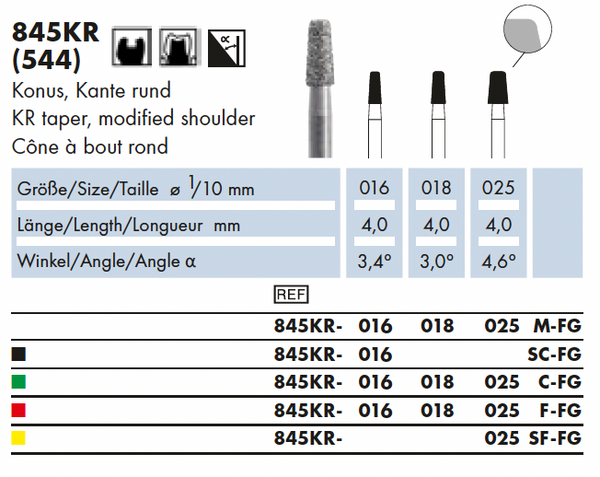 845KR.016C.FG    Dia.  Conisch  ronde kop