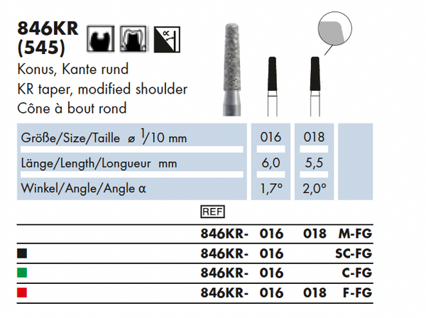 846KR.016C.FG    Dia.  Conisch  ronde kop