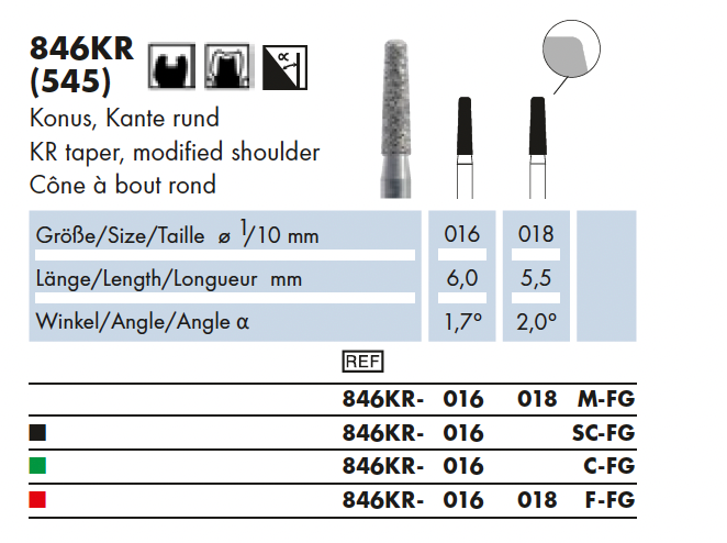 846KR.016C.FG    Dia.  Conisch  ronde kop