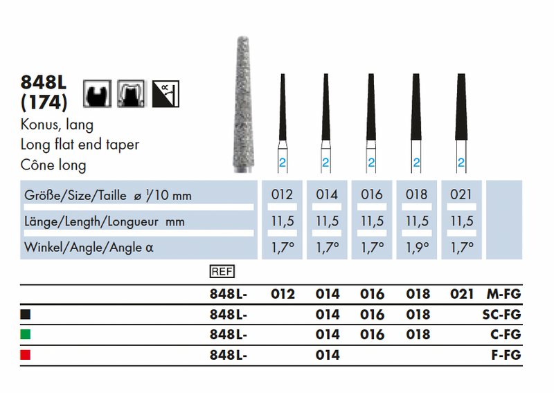 848L.012M.FG    Dia-Instr.  Conisch  lang