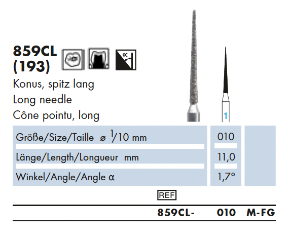 859CL.010F.FG    Dia.instr.  Conisch  Spitz