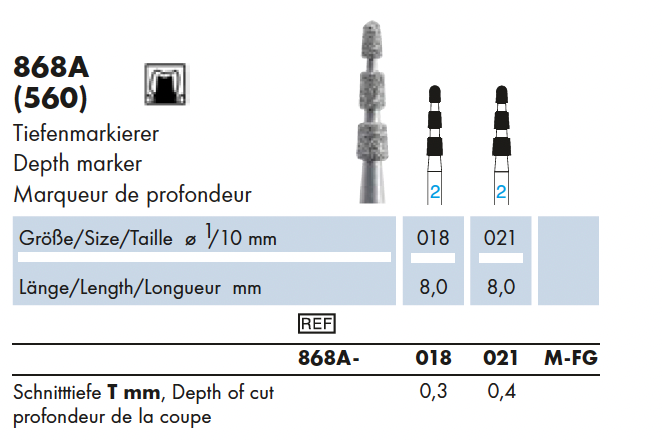 868A.018M.FG    Dia-Instr. Diepte markeerder