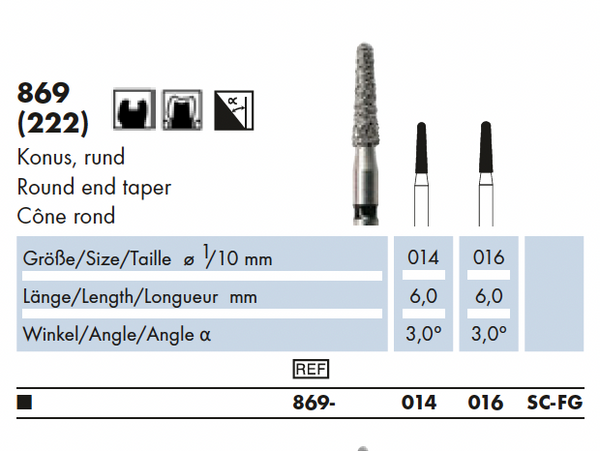 869.014SC.FG    Dia-Instr.  Conisch  rond