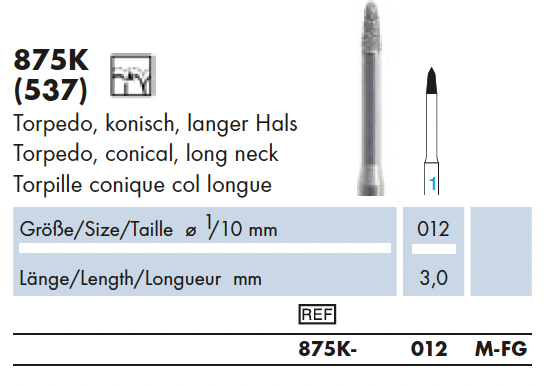 875K.012M.FG    Dia-Instr. Torpedo konisch