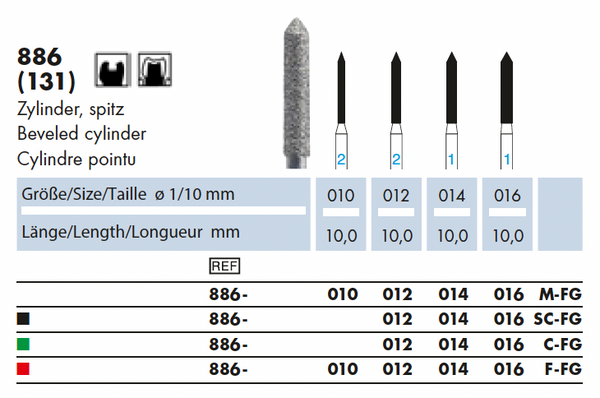 886.010F.FG    Dia-Instr.  Cilinder punt