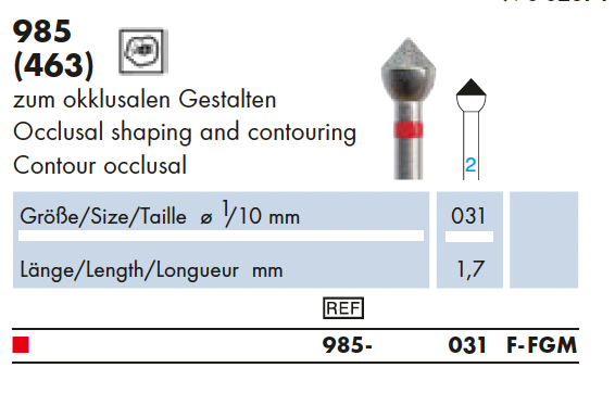 985.031F.FGM    Dia. met occlusale vorm