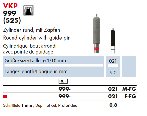 999.021F.FG   VKP Dia.  Zyl. r. m. geleidende pin