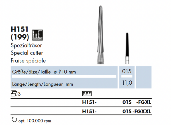H151.015.FGXL     HM  Chir.  Speciaal boor