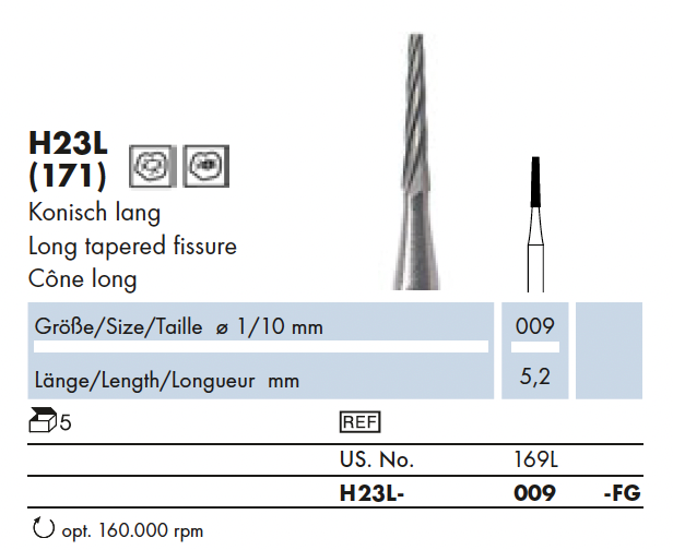 H23L.009.FG    HM-Instr.  Konisch lang